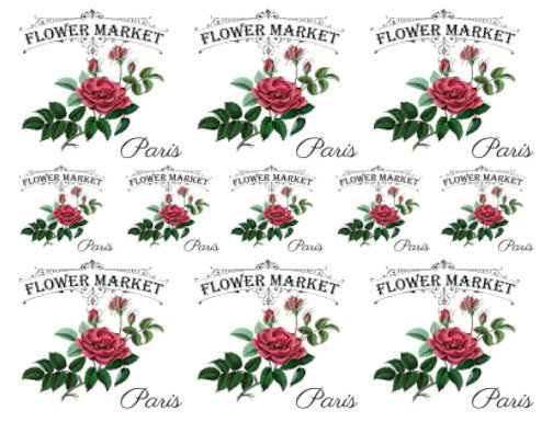 Vintage French Advertising Labels Roses Transfers Flower Market Decals ...