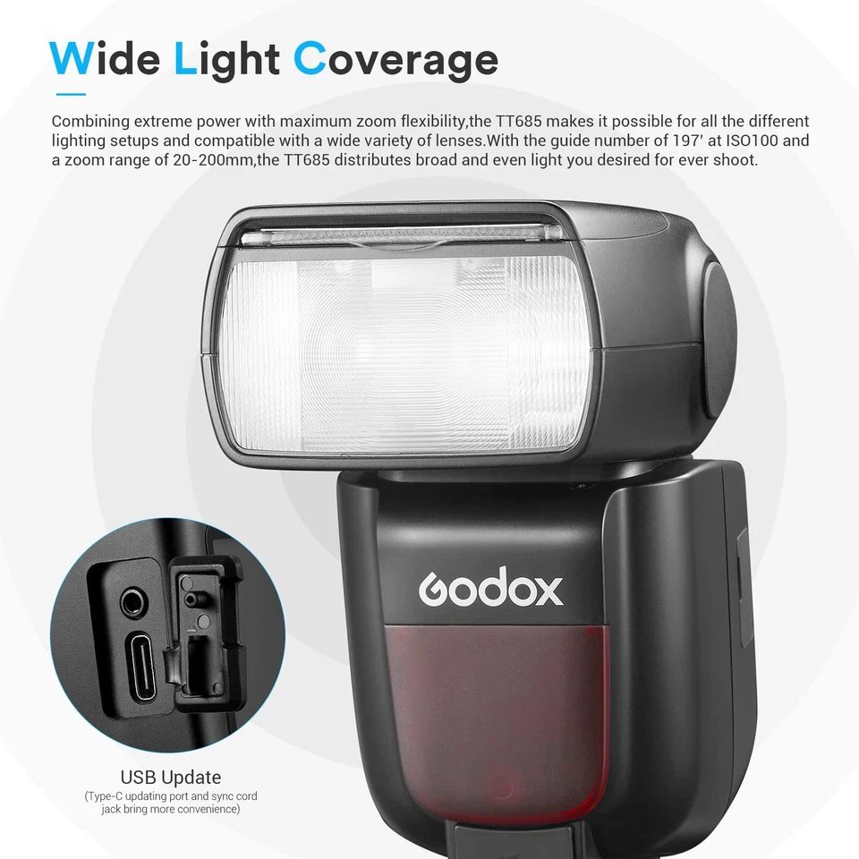 US Godox TT685 II TT685II GN60 2.4G TTL HSS Speedlite Flash for Canon Nikon Sony - Image 4 of 4