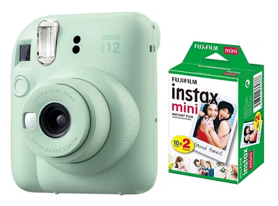 Fuji Instax Mini 12 Mint Green Grün + Instax Film 20 Aufnahmen Sofortbildkamera