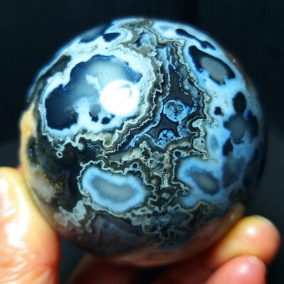 Rare 298.7g 60mm Natural Polishing lace Agate Sphere Ball Stone Healing A3230