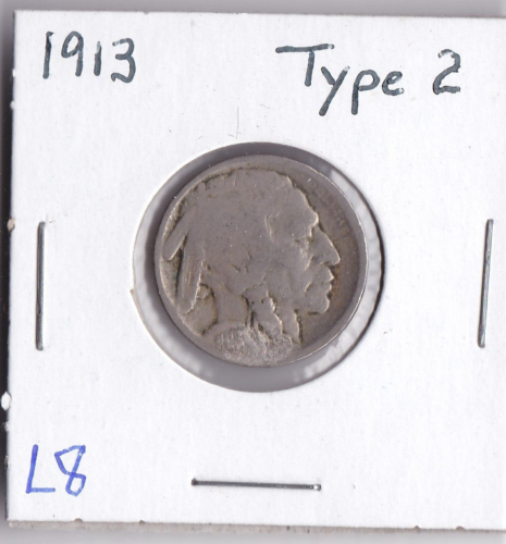 1913 Buffalo Nickel Type 2 Acid Dated L8 - Afbeelding 1 van 4