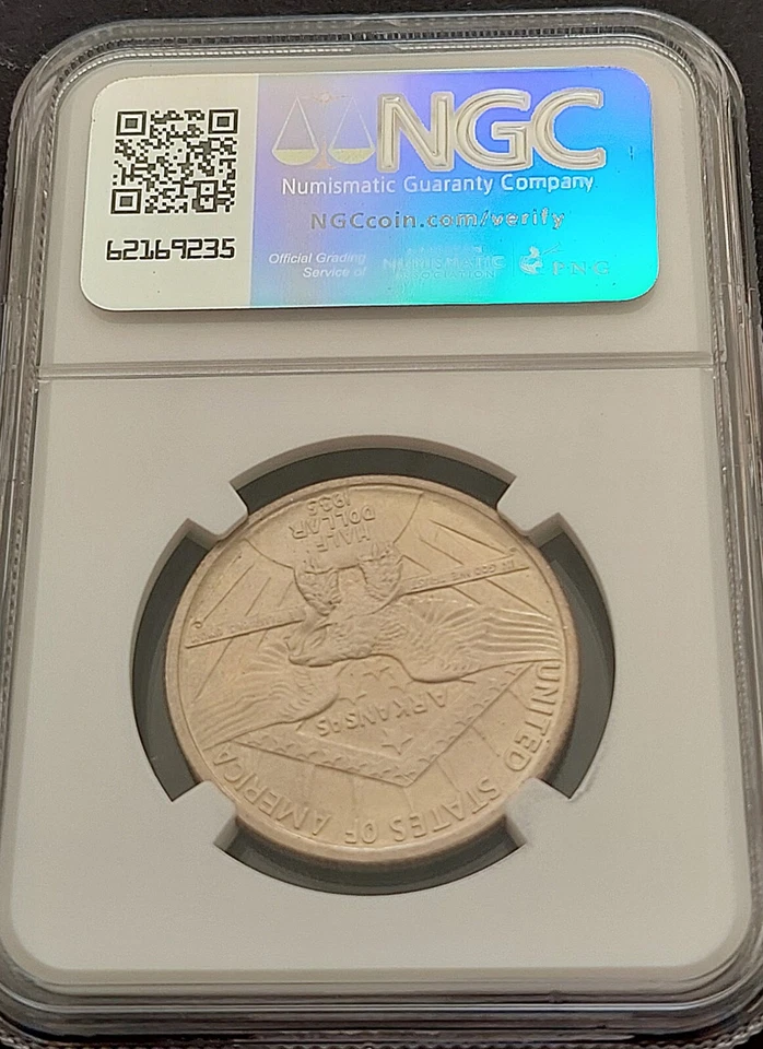 1935 Arkansas 50 Cents , NGC  MS 65,  nice silver coin         # 1954, 63-07 - Image 3 of 4