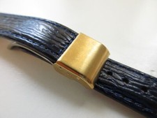 Dark blue shark print 18 MM leather watch band strap - deployment clasp