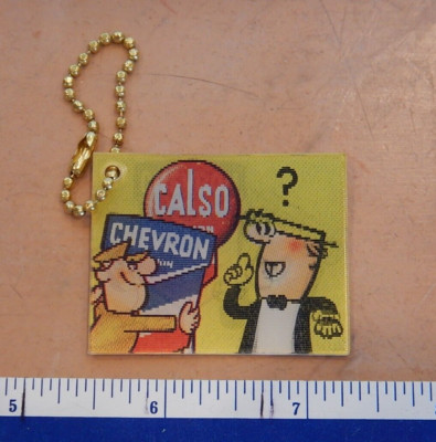 VINTAGE, ORIGINAL CHEVRON CALSO VARI-VUE KEYCHAIN, NOS, GAS & OIL
