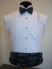 Black/White Formal Cummerbund  Bow tie set-one size fits most-brush stroke-FB