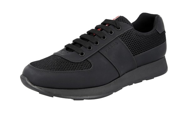Prada Leder Mesh Linea Rossa Prax Sneaker - 4E3341 - Schwarz - Neu - 11,5 45,5-image