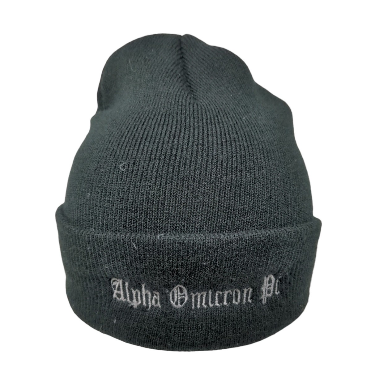 Alpha Omicron Phi Beanie Hat Black One Size Knitted Stretch Port