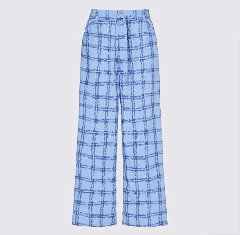 UNIQLO MARNI Men Relaxed Wide Fit Pants Plaid Size L Blue Sold