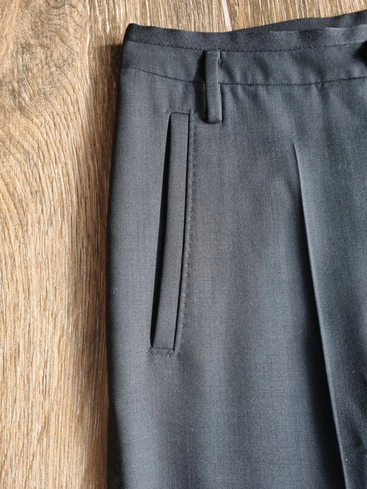 Dsquared2 pantaloni neri formali in lana con dettagli in pelle nuovissimi 48