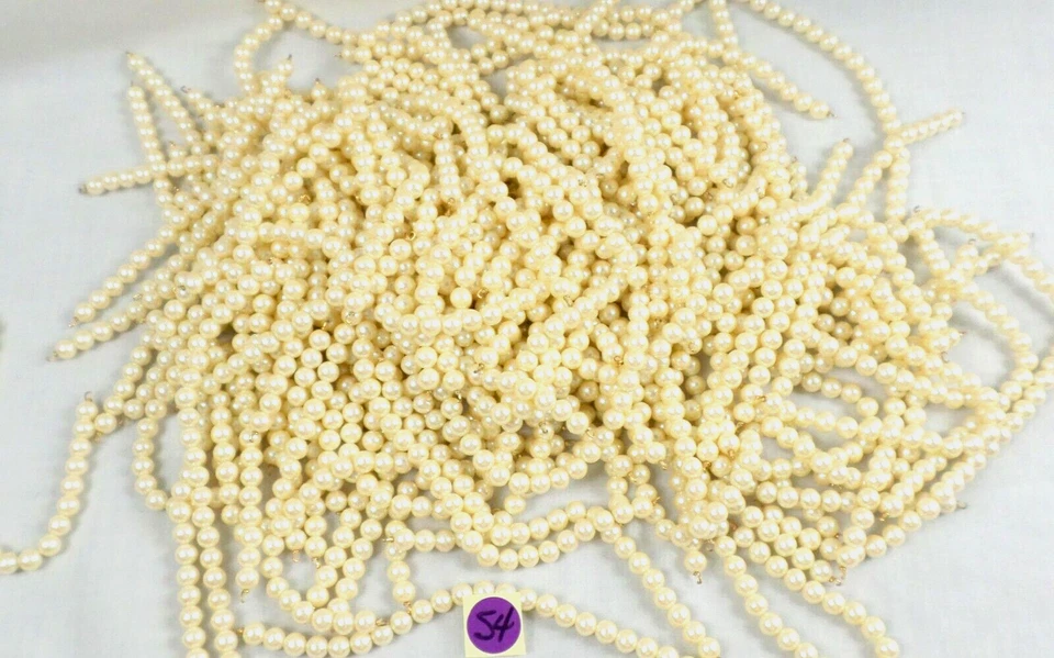 10 -Vintage 7.25" Champagne Faux 8mm Pearls Beads Strand Hooks Both Ends Finding Foto 2 de 4