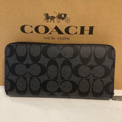 New Coach Long Wallet Ladies Men's Signature Black F75000 | eBay