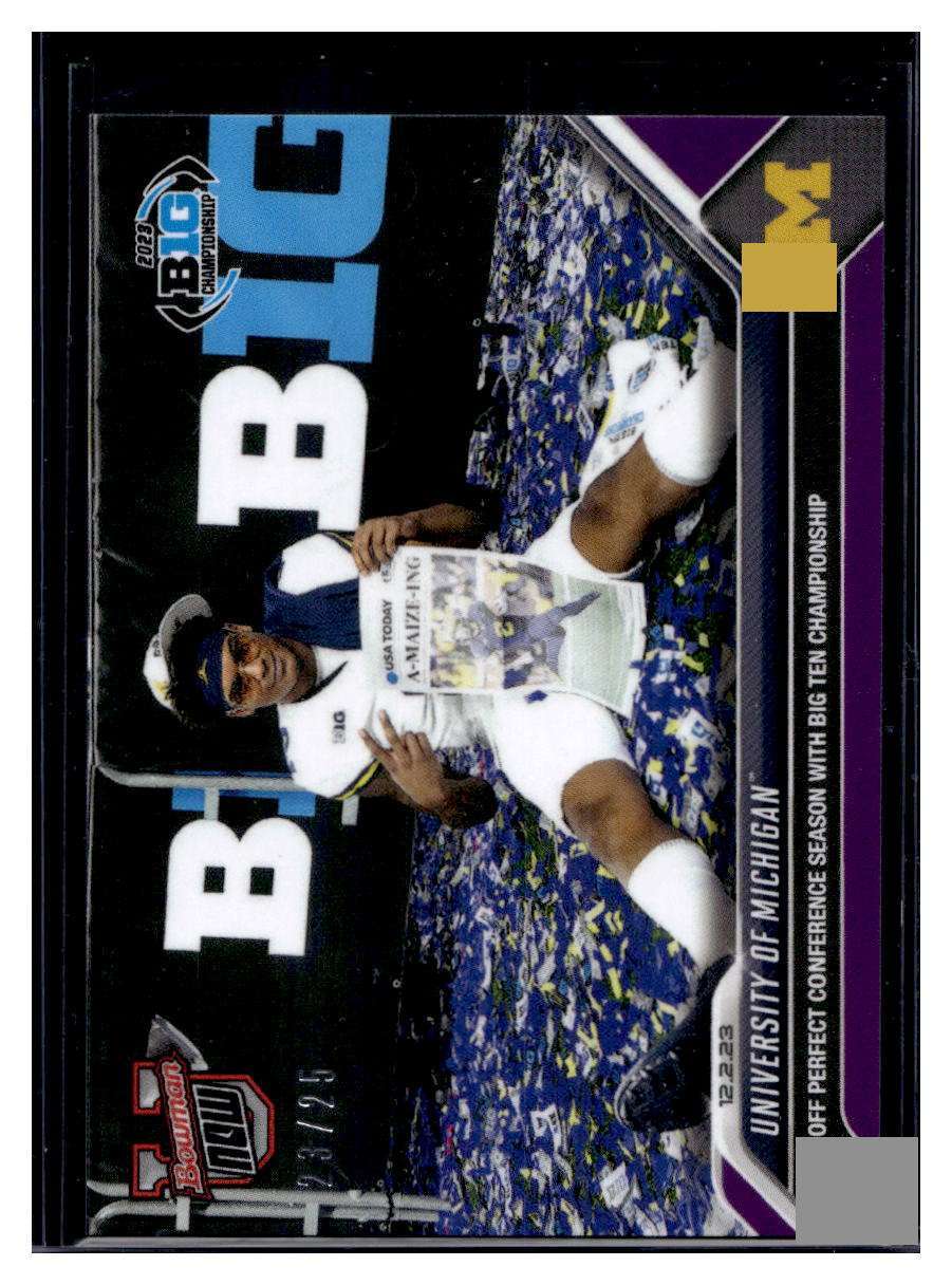 2023 Bowman U Topps Now #35 University of Michigan Purple Parallel Card #d /25