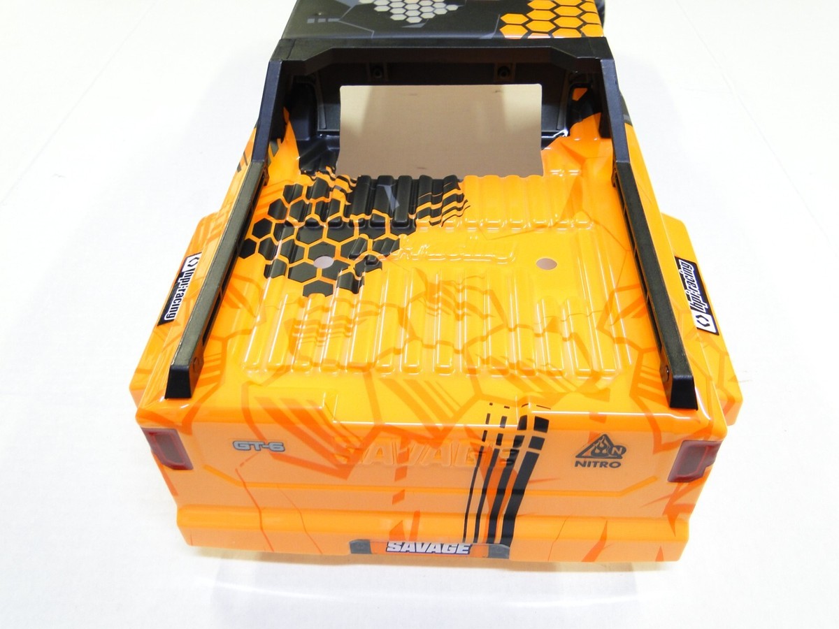 HPI サベージ オレンジ トラックボディ 炎のグラフィック NEW HPI SAVAGE XL 5.9 RTR Body Factory Painted ORANGE +