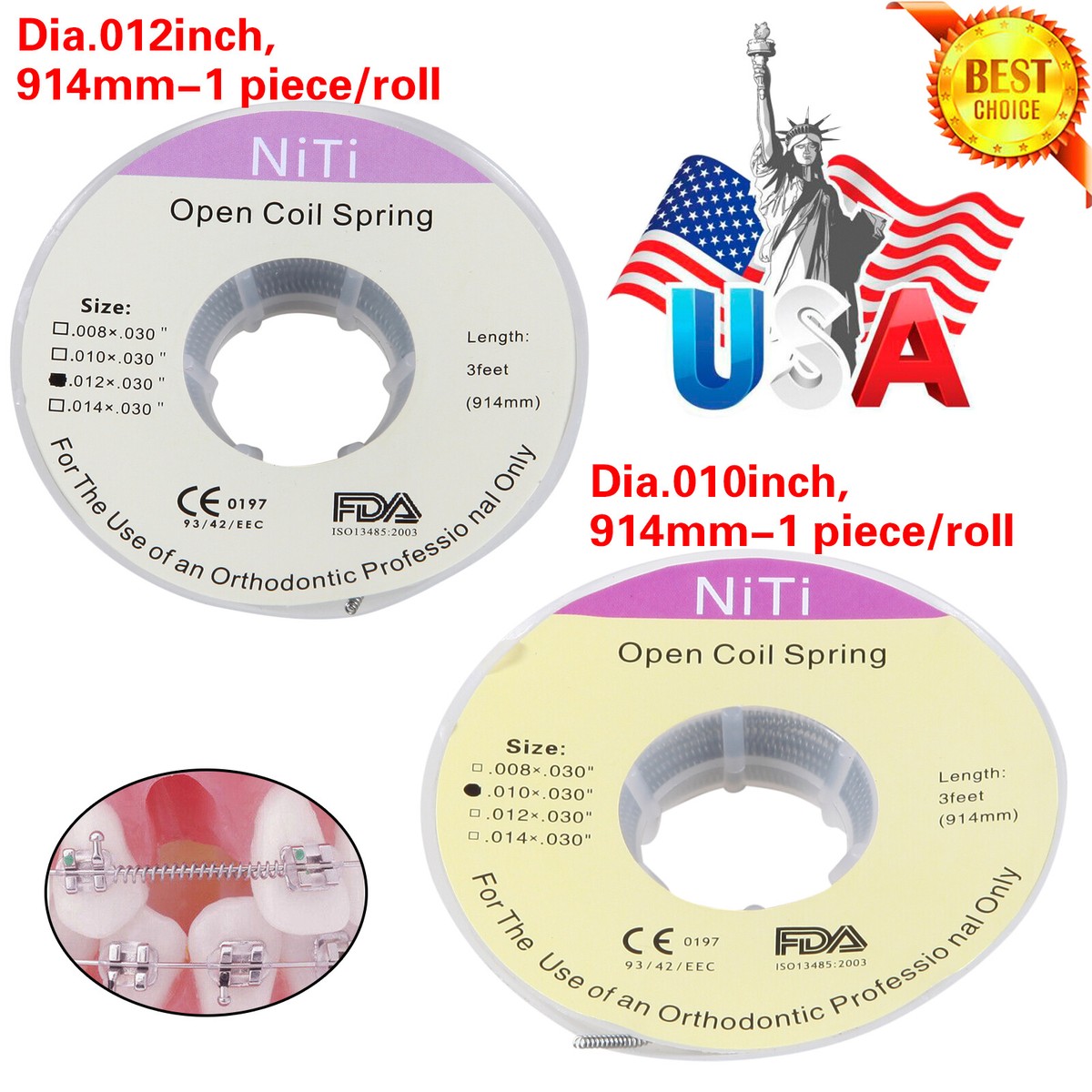 Orthodontic Dental Braces Niti Open Coil Spring Dia.012 Inch/.010