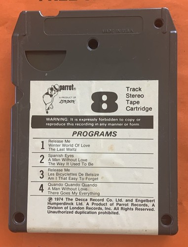 Engelbert Humperdinck His Greatest Hits 8 track tape Tested/Serviced - Picture 2 of 3