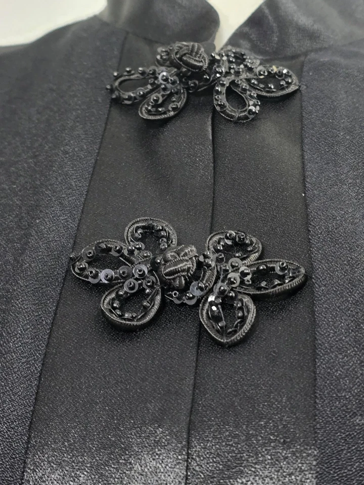 Vintage Gothic R&M Richards Karen Kwong Women’s Black Jacket Duster Dress Sz 12 - Image 2 of 4