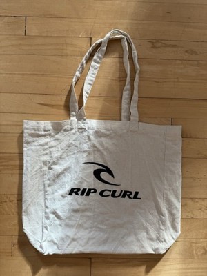 Rip Curl Canvas Tote Bag Cream/White, Black Logo Print
