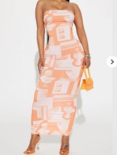 Fashion Nova Statuesque Maxi Dress Orange Size L