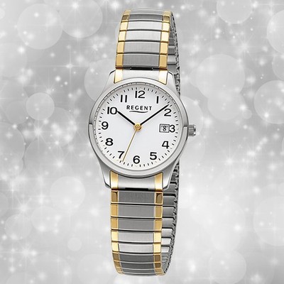 Armbanduhr Edelstahl gold silber Damen Uhr Analog Regent Metallarmband URF1514
