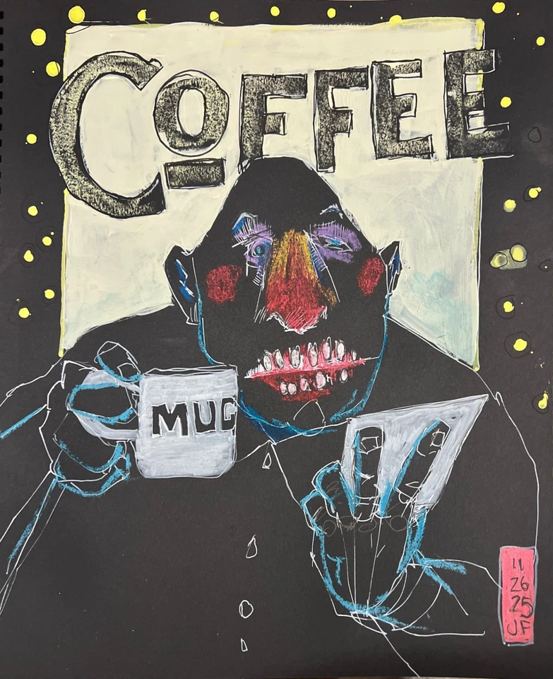 Faris Art: Taza de café: 11x14 papel negro único neoexpresionismo moderno Foto 2 de 4