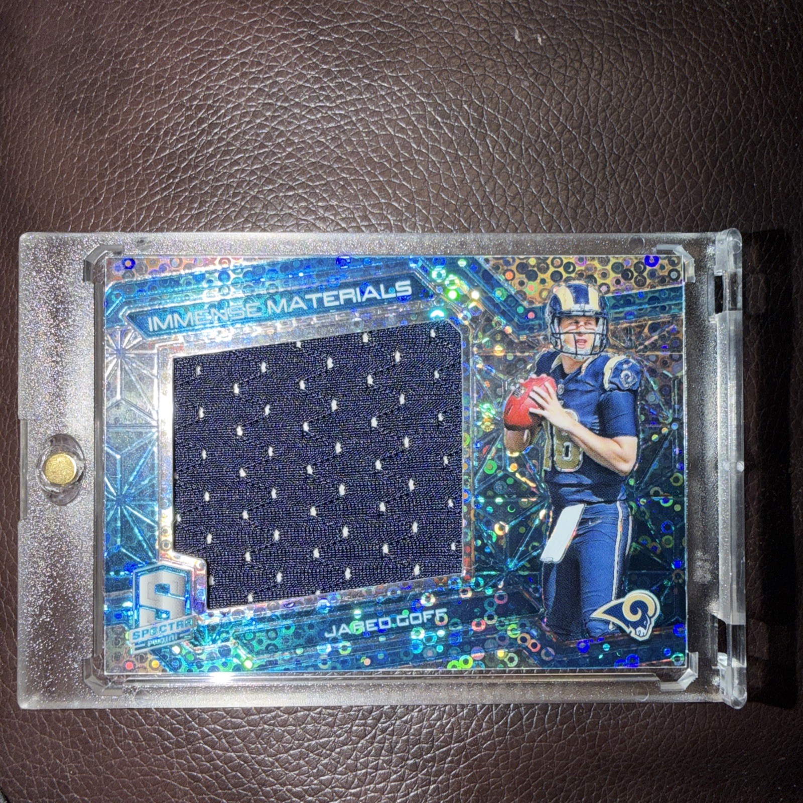 Jared Goff Panini Spectra Immense Material #1 Neon Blue