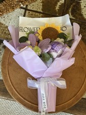 Crochet Handmade Flowers Sunflower Bouquet With Artificial Greenery