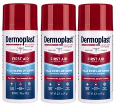 3 Pack Dermoplast First Aid Spray, for Minor Cuts, Scrapes and Burn 2.75Oz (78g)