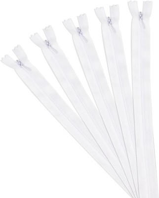 Nylon-Reißverschlüsse Weiß 40cm 5 Stück | Unsichtbar Nähen Stoff Jeans Taschen