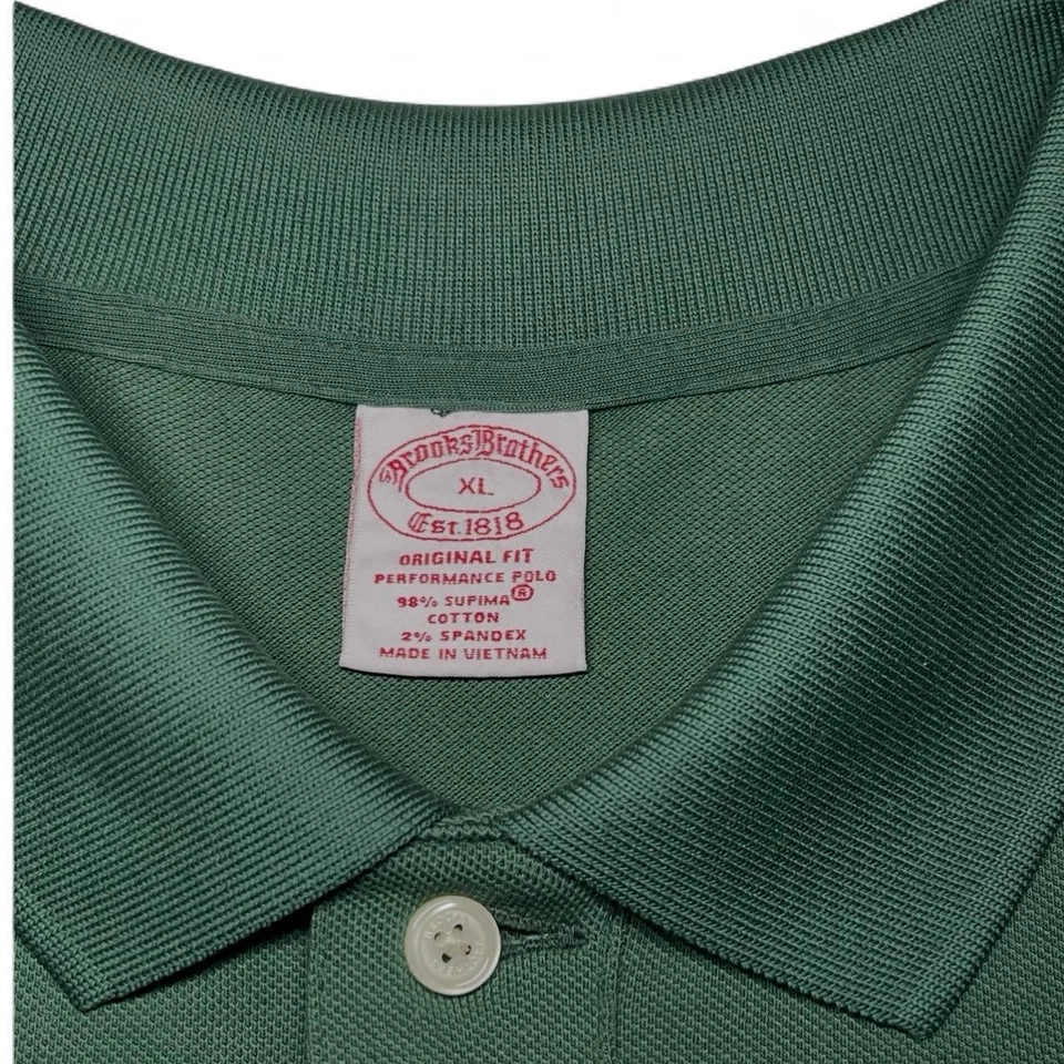 Novo sem etiquetas! Camisa polo masculina Brooks Brothers verde desempenho L/S tamanho XL Supima Pique - Imagem 3 de 4