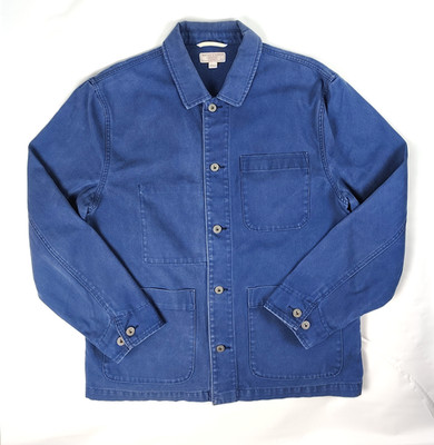 J Crew Wallace & Barnes Chore Jacket Mens Size L Blue Cotton Canvas Style K9102
