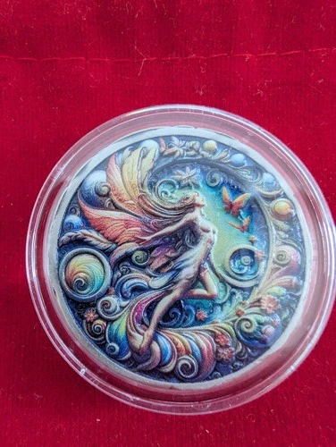 Hayleybug Mint Whispers Of The Wind High Relief Colorized 2 ozt Silver Round