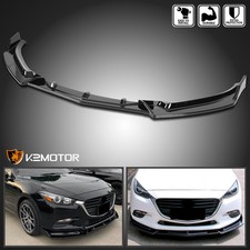 Fits 2014-2018 Mazda 3 Glossy Black 3pc Bumper Lip Spoiler Splitter Protector