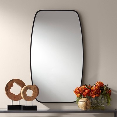 Erin Rectangular Vanity Wall Mirror Modern Black Curved Frame 26 3/4'' Wide House