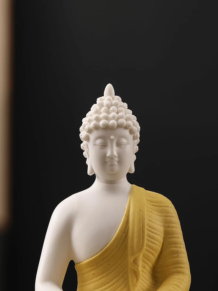 Estatua de Buda LED de 8,7 pulgadas para decoración interior del hogar - Buda meditador de cerámica... Foto 2 de 4