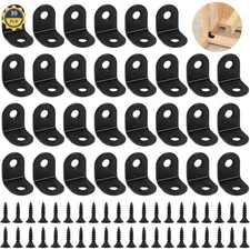 30 Packs Black Stainless Steel Corner Brace L Brackets 90 Degree with 60 Screws
