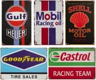 Vintage Tin Signs, Set of 5, Motor Oil and Automotive Advertisements (Black)