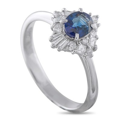 Ring Platin 0,29ct Diamant und Saphir 