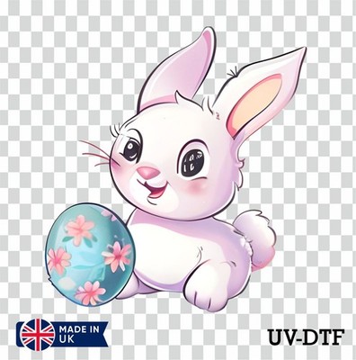 Cartoon Osterhase UV DTF Aufkleber - Glas Laptop Becher Tasse zk637