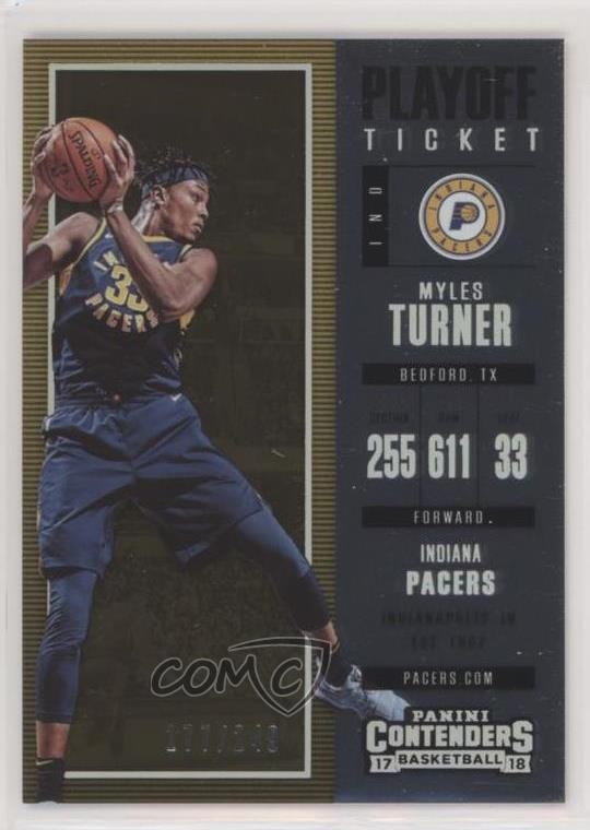 2017-18 Panini Contenders Playoff Ticket 177/249 Myles Turner #10 0l2