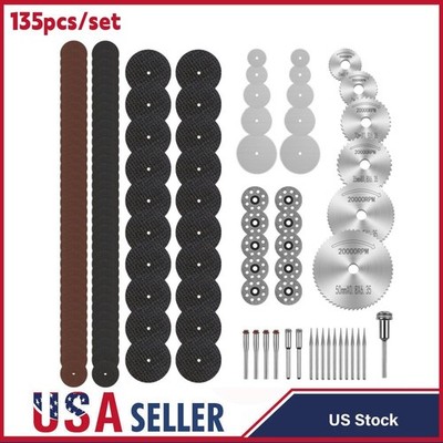 135 Pcs Cutting-Wheel Set For Rotary Tool Die Grinder Metal Cut Off Disc Diamond