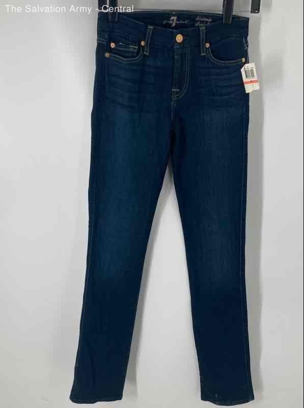 7 For All Mankind Womens Blue 5-Pocket Design Denim Straight Jeans Size 26