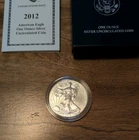 2012 AMERICAN SILVER EAGLE UNCIRCULATED DOLLAR US Mint Release, W/Box and COA.