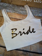 Bride Cropped Tank-size Small White With foil Gold