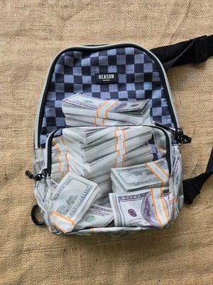 Reason Marke Money Print Kariert Mini Rucksack Umhängetasche