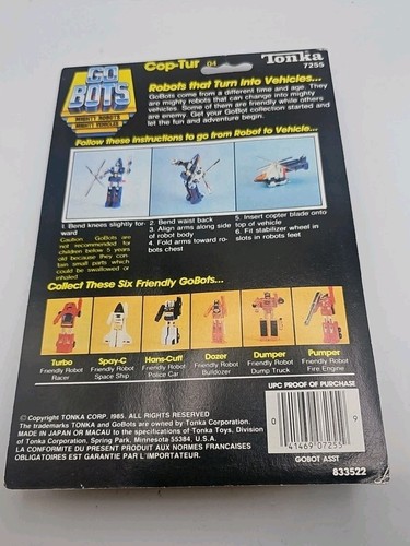 GoBots Cop-Tur 1983 Tonka Enemy Robot Helicopter NEW on card - Picture 3 of 4