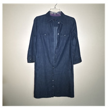 Talbots Petites 4P Denim Shirt Dress Blue Button Front Knee Length