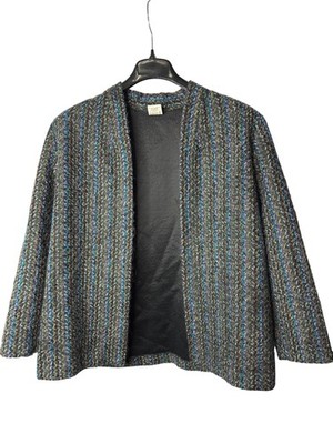 Graff Californiawear Open front Blazer Jacket Size 16 Multicolor Striped Vintage