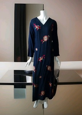 Chinese Top Cotton Blue Embroidered Medium Size Women's