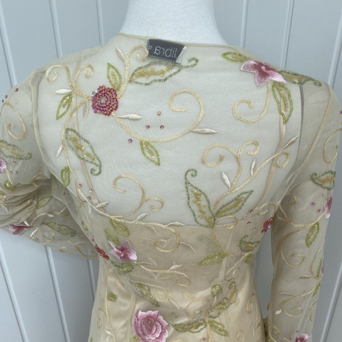 Libra Pale Gold Embellished Dress & Matching Bolero Mother Of The Bride Size 10 - Picture 15 of 24
