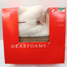Dearfoams Slippers 9.5-10.5 Womens In Original Box White Fleece Sure-Grip Soles